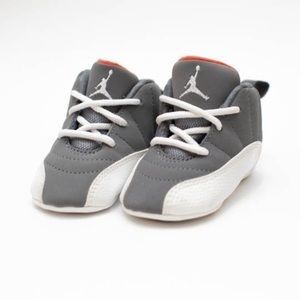 Jordan Baby Walker Shoes Gray White with Orange Accent